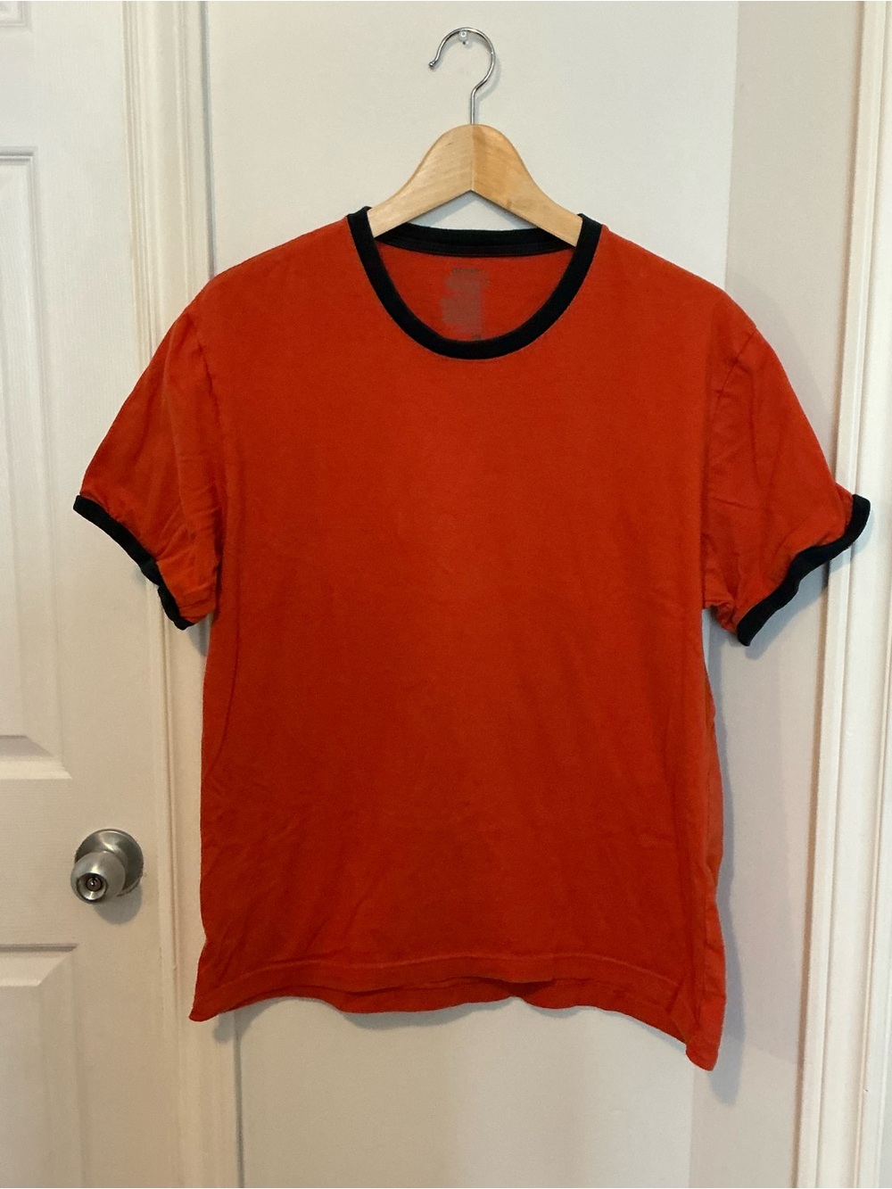 Men's Orange Ringer T-Shirt with Navy Trim